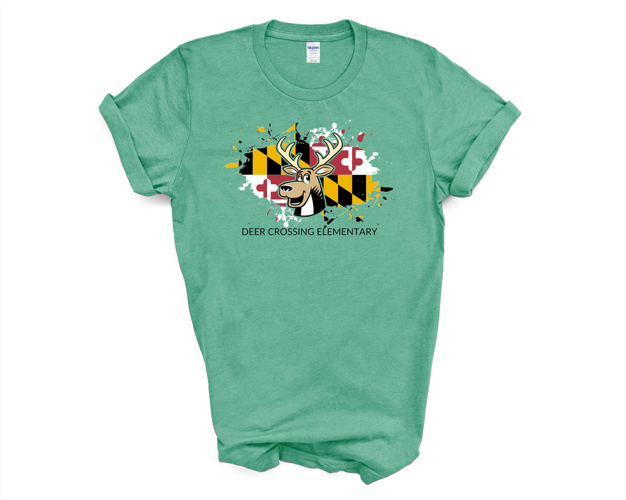 Deer Crossing Elementary-  Maryland Flag Design Shirt