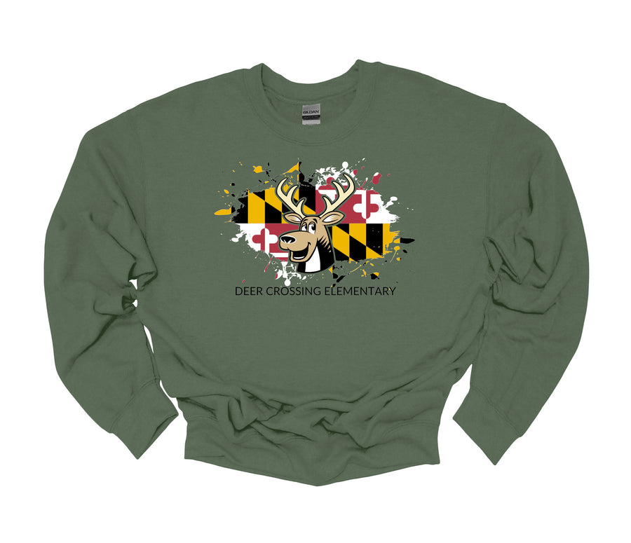 Deer Crossing Elementary-  Maryland Flag Design  Sweatshirt