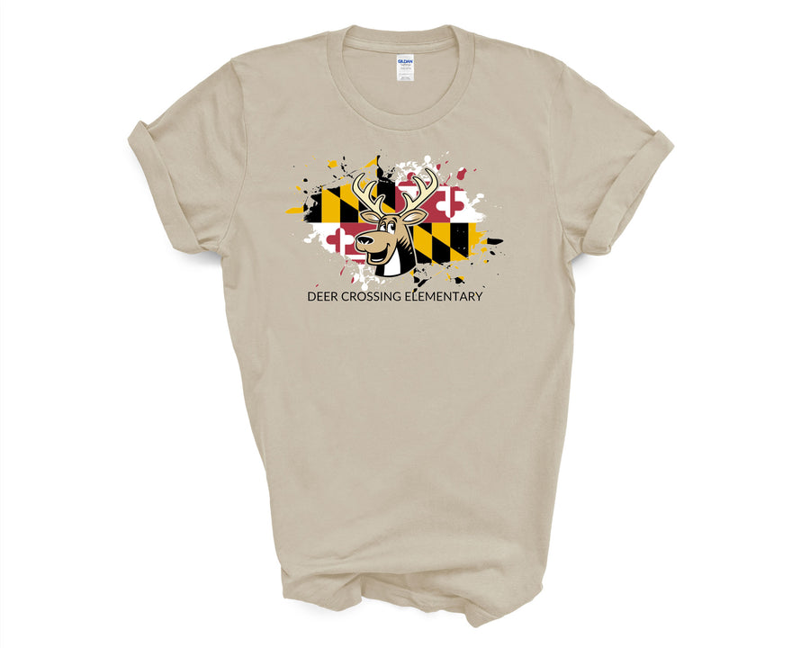 Deer Crossing Elementary-  Maryland Flag Design Shirt