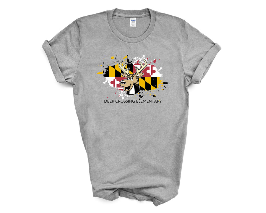 Deer Crossing Elementary-  Maryland Flag Design Shirt