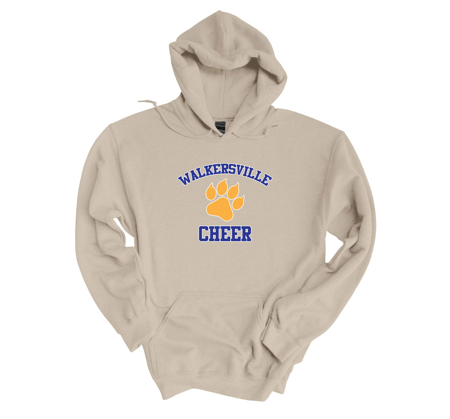 Walkersville cheer with paw in middle hoodie