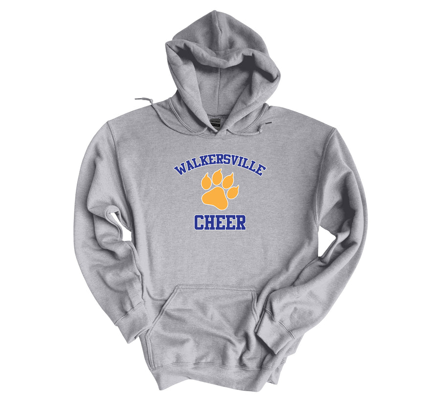 Walkersville cheer with paw in middle hoodie